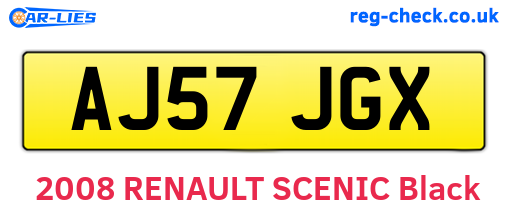 AJ57JGX are the vehicle registration plates.