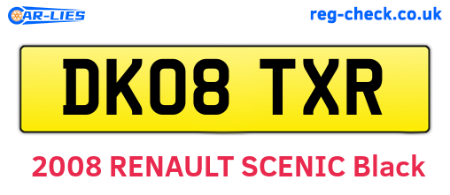 DK08TXR are the vehicle registration plates.