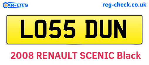 LO55DUN are the vehicle registration plates.
