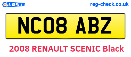 NC08ABZ are the vehicle registration plates.