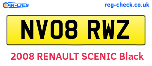 NV08RWZ are the vehicle registration plates.