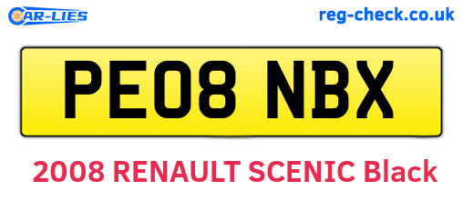 PE08NBX are the vehicle registration plates.