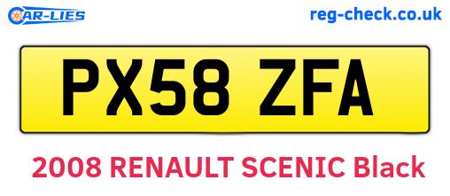 PX58ZFA are the vehicle registration plates.