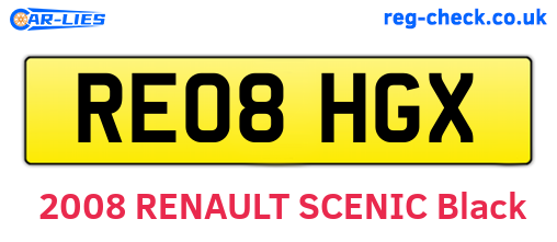 RE08HGX are the vehicle registration plates.