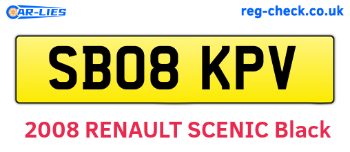 SB08KPV are the vehicle registration plates.