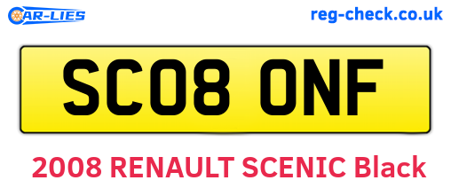 SC08ONF are the vehicle registration plates.
