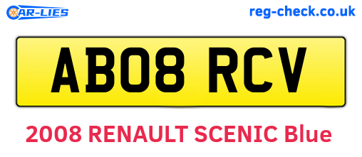 AB08RCV are the vehicle registration plates.