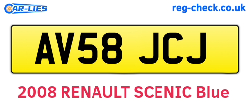 AV58JCJ are the vehicle registration plates.