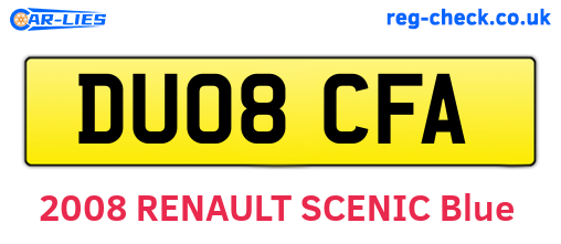 DU08CFA are the vehicle registration plates.