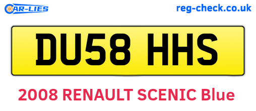 DU58HHS are the vehicle registration plates.