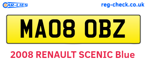 MA08OBZ are the vehicle registration plates.
