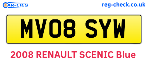 MV08SYW are the vehicle registration plates.