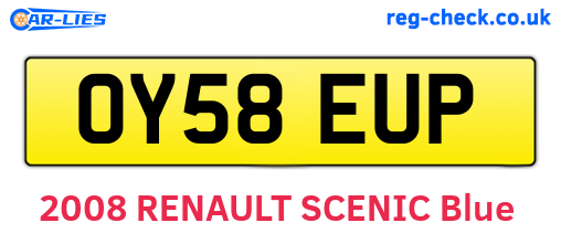 OY58EUP are the vehicle registration plates.