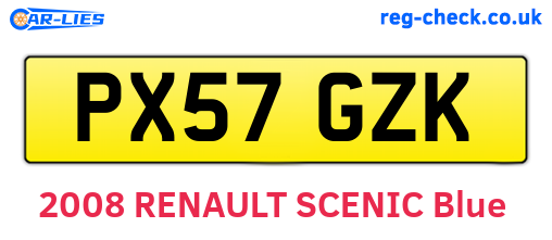 PX57GZK are the vehicle registration plates.