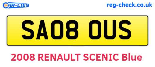 SA08OUS are the vehicle registration plates.