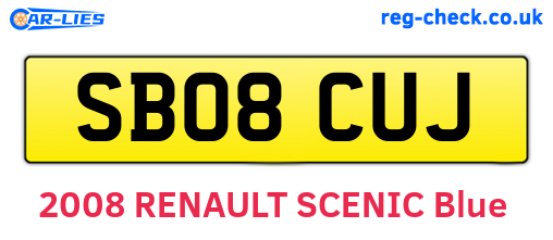 SB08CUJ are the vehicle registration plates.