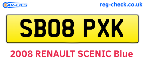 SB08PXK are the vehicle registration plates.