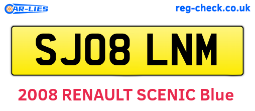 SJ08LNM are the vehicle registration plates.
