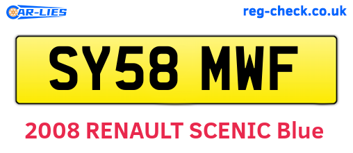 SY58MWF are the vehicle registration plates.