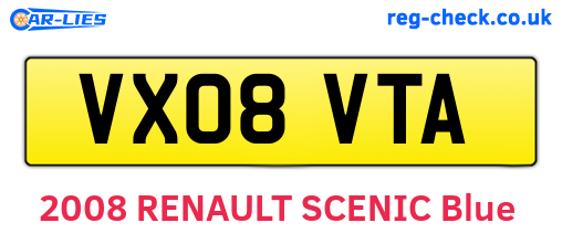 VX08VTA are the vehicle registration plates.