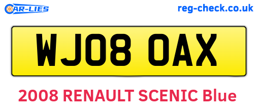 WJ08OAX are the vehicle registration plates.
