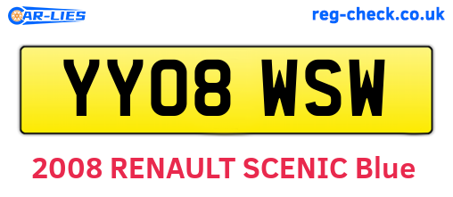 YY08WSW are the vehicle registration plates.