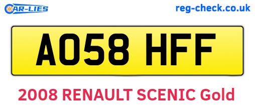AO58HFF are the vehicle registration plates.