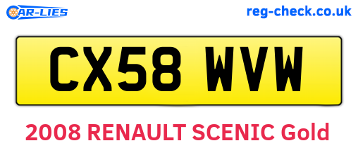 CX58WVW are the vehicle registration plates.