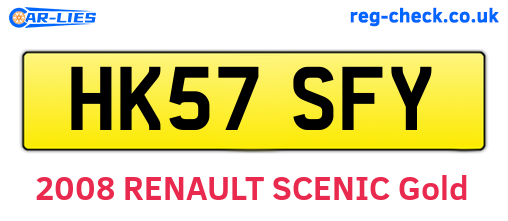 HK57SFY are the vehicle registration plates.