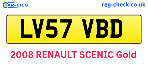 LV57VBD are the vehicle registration plates.