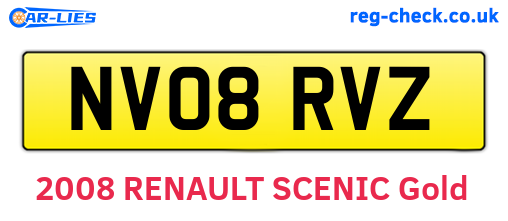 NV08RVZ are the vehicle registration plates.
