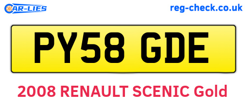 PY58GDE are the vehicle registration plates.
