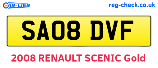 SA08DVF are the vehicle registration plates.
