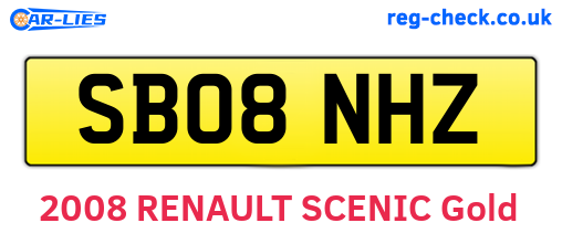 SB08NHZ are the vehicle registration plates.