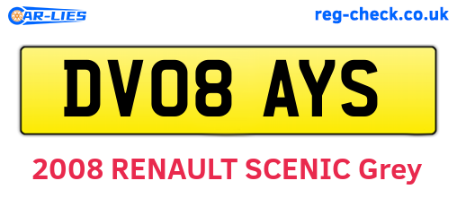 DV08AYS are the vehicle registration plates.