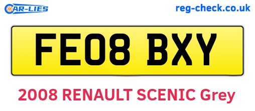 FE08BXY are the vehicle registration plates.