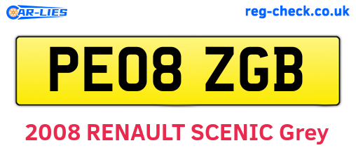 PE08ZGB are the vehicle registration plates.
