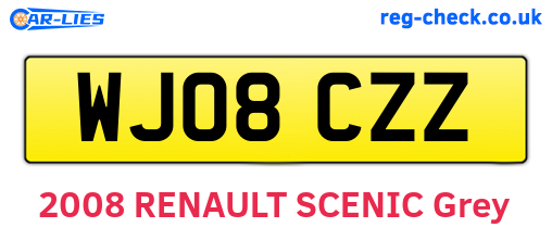 WJ08CZZ are the vehicle registration plates.