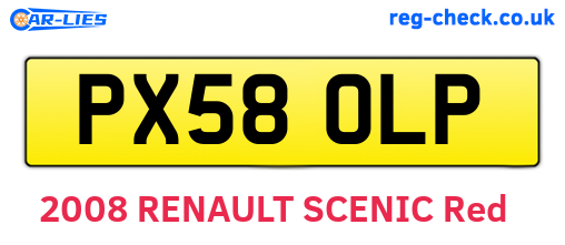 PX58OLP are the vehicle registration plates.