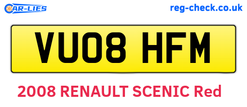 VU08HFM are the vehicle registration plates.