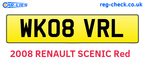 WK08VRL are the vehicle registration plates.