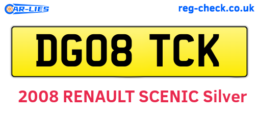 DG08TCK are the vehicle registration plates.