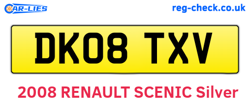 DK08TXV are the vehicle registration plates.