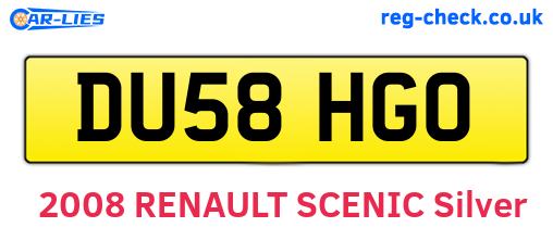 DU58HGO are the vehicle registration plates.