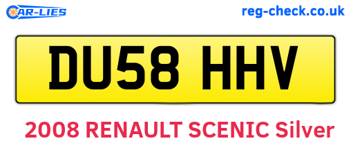 DU58HHV are the vehicle registration plates.
