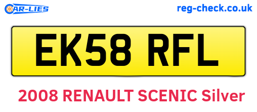 EK58RFL are the vehicle registration plates.