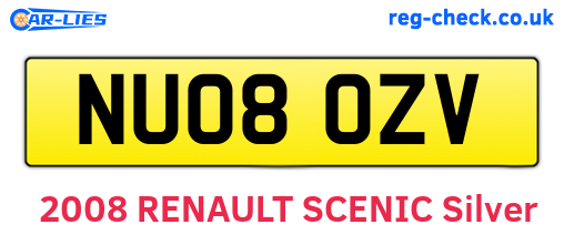 NU08OZV are the vehicle registration plates.