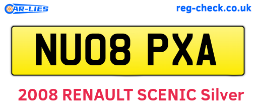 NU08PXA are the vehicle registration plates.