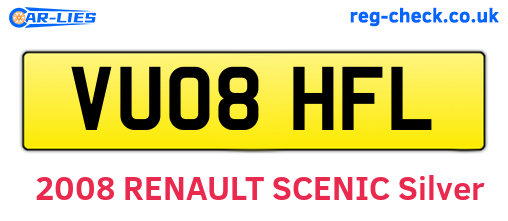 VU08HFL are the vehicle registration plates.