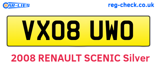 VX08UWO are the vehicle registration plates.